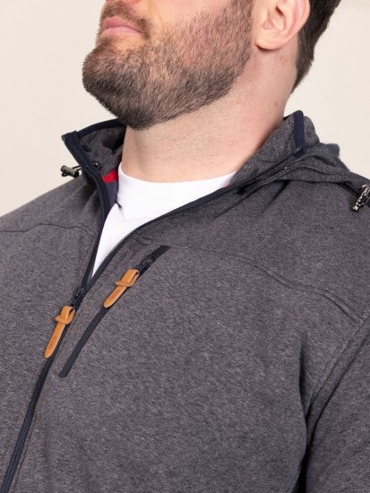 D555 Conrad Detachable Hood Bonded Fleece Zip Through Hoody Μπλε μαρέν - φούτερ/Φούτερ με κουκούλα - φούτερ/Φούτερ με κουκούλα ανδρικά μεγάλα μεγέθη 