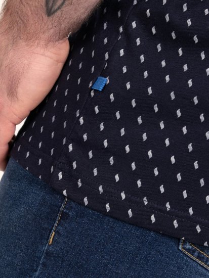 D555 Reid AOP Polo With Jacquard Collar, Pocket And Cuffs Μπλε μαρέν - Πόλο μπλουζάκια - Aνδρικά μπλουζακια πολο μεγάλα μεγέθη
