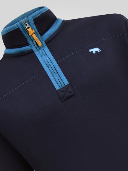 D555 Conway 2 1/4 Zip Neck Fleece Sweatshirt With Bear Logo Μπλε μαρέν - φούτερ/Φούτερ με κουκούλα - φούτερ/Φούτερ με κουκούλα ανδρικά μεγάλα μεγέθη 