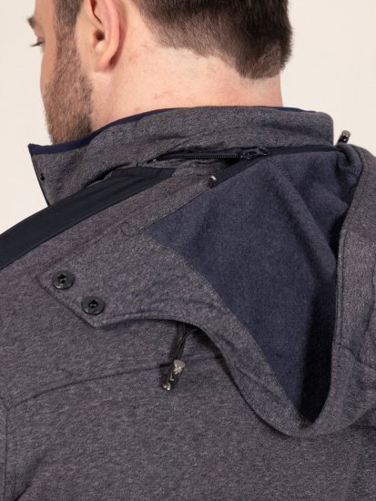 D555 Conrad Detachable Hood Bonded Fleece Zip Through Hoody Μπλε μαρέν - φούτερ/Φούτερ με κουκούλα - φούτερ/Φούτερ με κουκούλα ανδρικά μεγάλα μεγέθη 