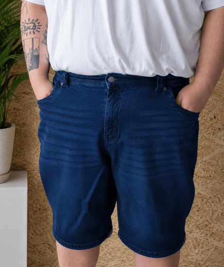 Kam Jeans Pepe Knitted Denim Shorts Random Mid Wash Blue - Σορτς - Aνδρικεσ βερμουδεσ μεγαλα μεγάλα μεγέθη