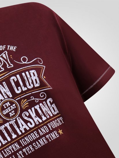 D555 Baldwin Grumpy Old Man Club Print Crew Neck T-shirt Burgundy/ Black Twist - Μακό μπλουζάκια - Aνδρικά μπλουζεσ μεγάλα μεγέθη
