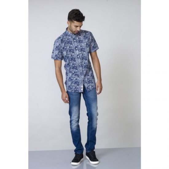 D555 Sheldon Hawaii Shirt Navy - Πουκάμισα - Aνδρικά πουκαμισα μεγαλα μεγάλα μεγέθη