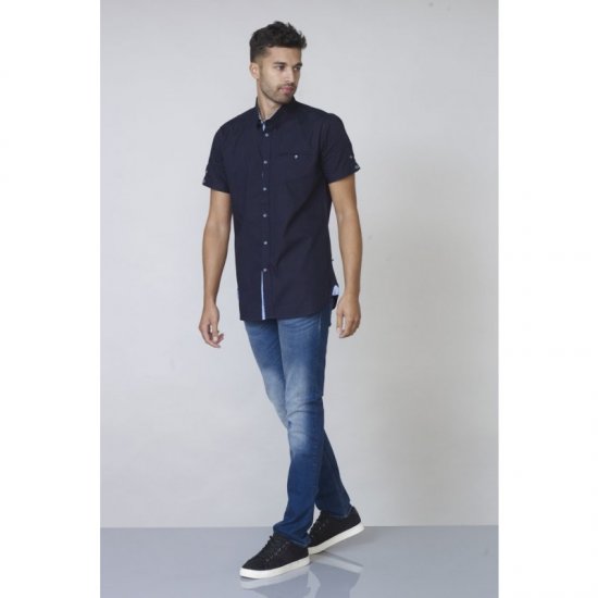 D555 Tim Short Sleeve Shirt Navy - Πουκάμισα - Aνδρικά πουκαμισα μεγαλα μεγάλα μεγέθη