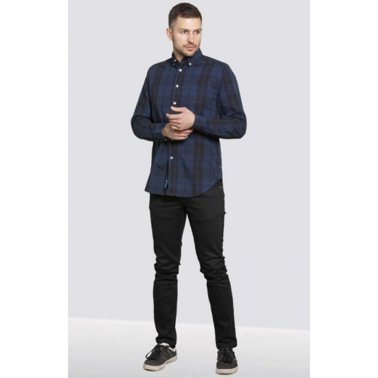 D555 Davenport Long Sleeve Shirt Navy - Πουκάμισα - Aνδρικά πουκαμισα μεγαλα μεγάλα μεγέθη