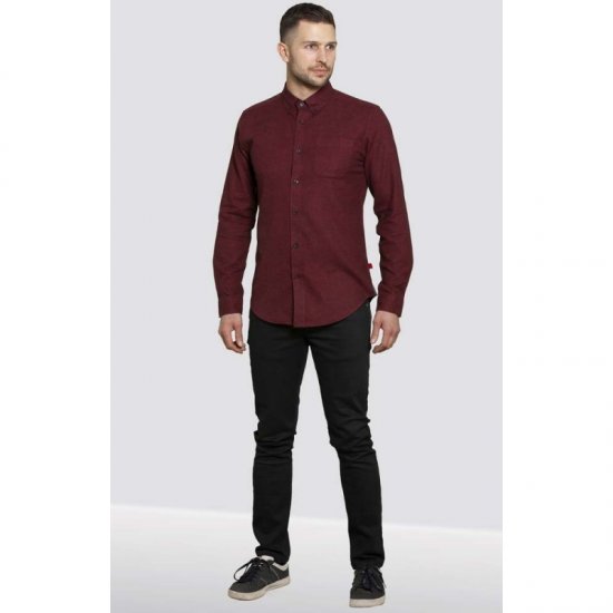 D555 Dawson Textured Shirt Dark Red - Πουκάμισα - Aνδρικά πουκαμισα μεγαλα μεγάλα μεγέθη