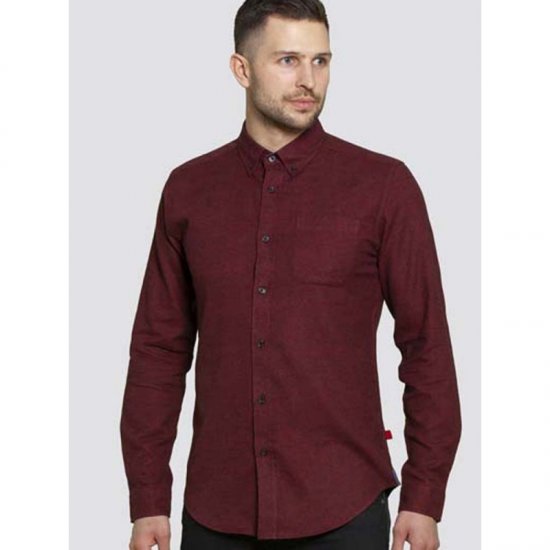 D555 Dawson Textured Shirt Dark Red - Πουκάμισα - Aνδρικά πουκαμισα μεγαλα μεγάλα μεγέθη