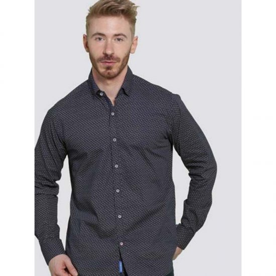 D555 Babworth Long Sleeve Shirt Navy - Πουκάμισα - Aνδρικά πουκαμισα μεγαλα μεγάλα μεγέθη