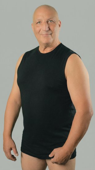 20 Nodi 1004 Sleeveless Crew Neck Shirt in Combed Cotton Jersey Black - Μπλουζάκια κάτω από πουκάμισα - 