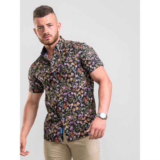 D555 Emmet Floral Shirt Black - Πουκάμισα - Aνδρικά πουκαμισα μεγαλα μεγάλα μεγέθη