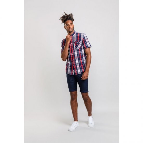 D555 Terell Shirt Navy/Red - Πουκάμισα - Aνδρικά πουκαμισα μεγαλα μεγάλα μεγέθη