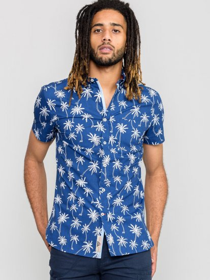 D555 BURLEY Palm Tree Print Shirt - Πουκάμισα - Aνδρικά πουκαμισα μεγαλα μεγάλα μεγέθη