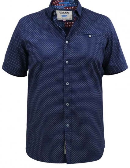 D555 Telford S/S Micro Ao Print Shirt Navy - Πουκάμισα - Aνδρικά πουκαμισα μεγαλα μεγάλα μεγέθη