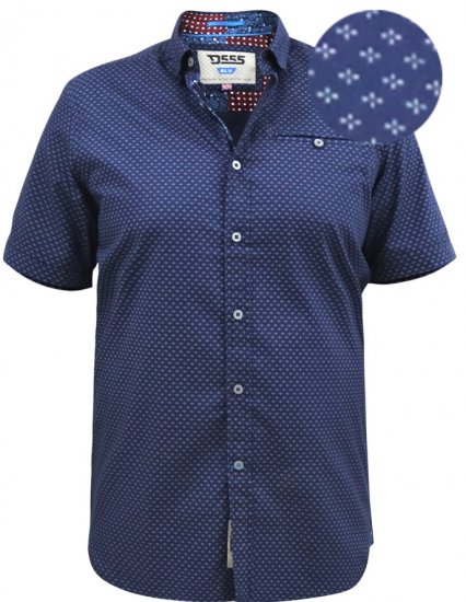 D555 Telford S/S Micro Ao Print Shirt Navy - Πουκάμισα - Aνδρικά πουκαμισα μεγαλα μεγάλα μεγέθη