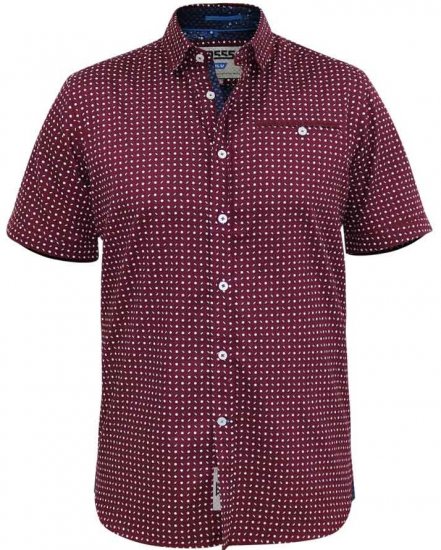 D555 Hillcrest S/S Micro Ao Print Shirt Burgundy - Πουκάμισα - Aνδρικά πουκαμισα μεγαλα μεγάλα μεγέθη