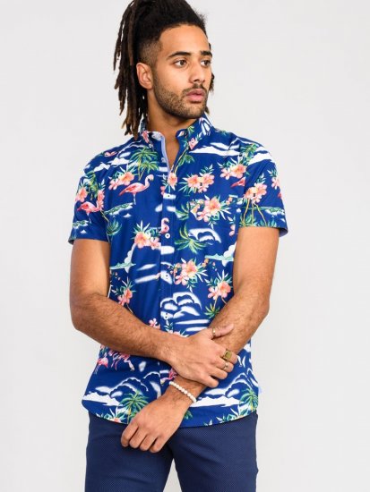 D555 Durham Flamingo Hawaiian Ao Print Shirt - Πουκάμισα - Aνδρικά πουκαμισα μεγαλα μεγάλα μεγέθη
