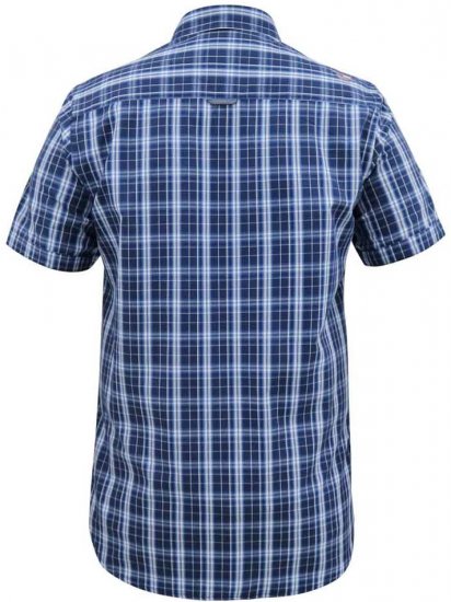 D555 Walcot Check Button Down Collar S/S Shirt Navy - Πουκάμισα - Aνδρικά πουκαμισα μεγαλα μεγάλα μεγέθη