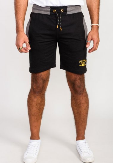 D555 Sutton Elasticated Waist Shorts With Embroidery Black - Αθλητικές φόρμες/σορτσάκια - Αθλητικές Φόρμες ανδρικεσ μεγάλα μεγέθη