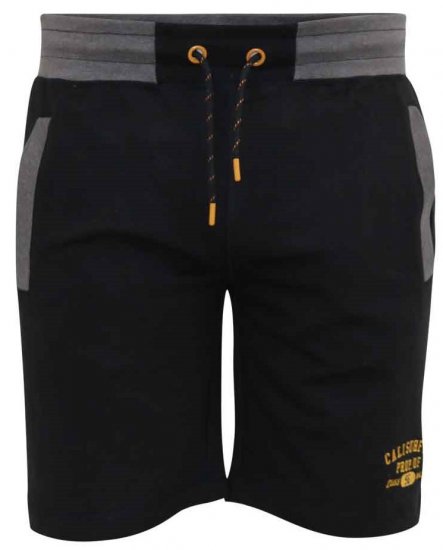 D555 Sutton Elasticated Waist Shorts With Embroidery Black - Αθλητικές φόρμες/σορτσάκια - Αθλητικές Φόρμες ανδρικεσ μεγάλα μεγέθη