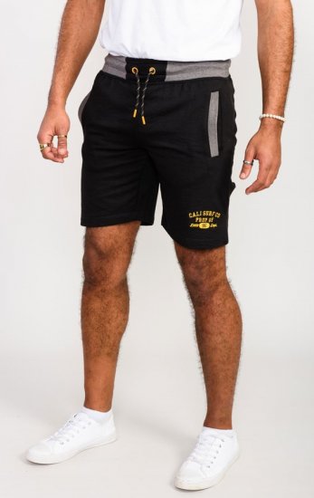 D555 Sutton Elasticated Waist Shorts With Embroidery Black - Αθλητικές φόρμες/σορτσάκια - Αθλητικές Φόρμες ανδρικεσ μεγάλα μεγέθη