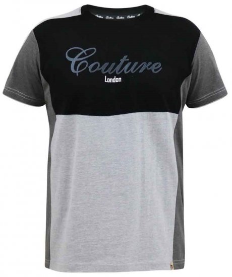 D555 Felix Couture Crew Neck Cut And Sew T-Shirt Black/Charcoal - Μακό μπλουζάκια - Aνδρικά μπλουζεσ μεγάλα μεγέθη