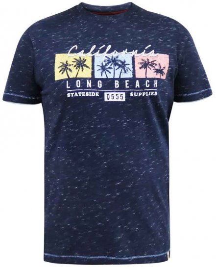 D555 Thorndon California Long Beach Printed T-Shirt - Μακό μπλουζάκια - Aνδρικά μπλουζεσ μεγάλα μεγέθη