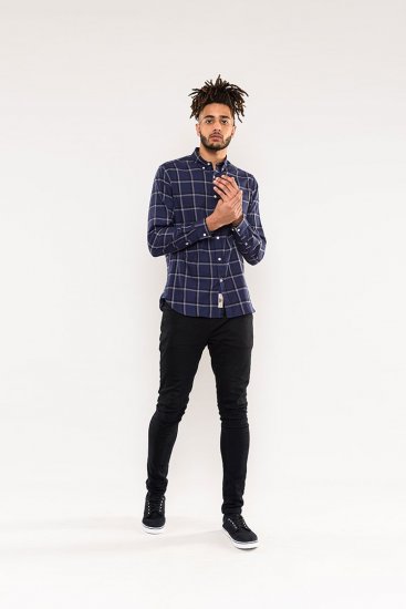 D555 Townsville Check Button Down Collar Shirt Navy - Πουκάμισα - Aνδρικά πουκαμισα μεγαλα μεγάλα μεγέθη