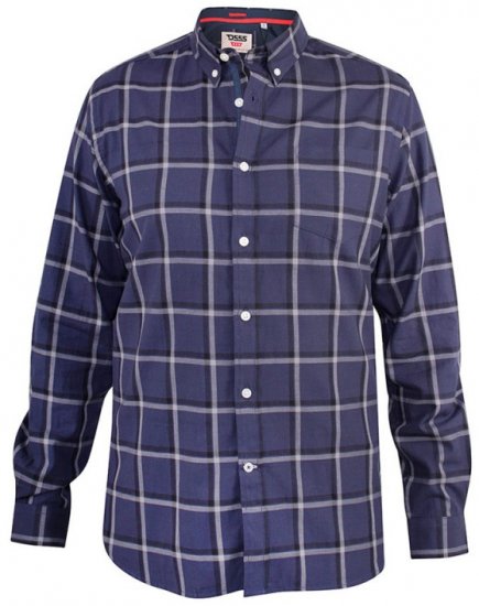 D555 Townsville Check Button Down Collar Shirt Navy - Πουκάμισα - Aνδρικά πουκαμισα μεγαλα μεγάλα μεγέθη