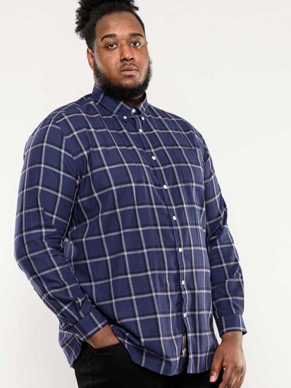 D555 Townsville Check Button Down Collar Shirt Navy - Πουκάμισα - Aνδρικά πουκαμισα μεγαλα μεγάλα μεγέθη