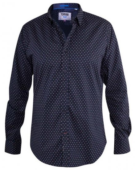 D555 Adelaide Long Sleeve Printed Shirt Navy - Πουκάμισα - Aνδρικά πουκαμισα μεγαλα μεγάλα μεγέθη