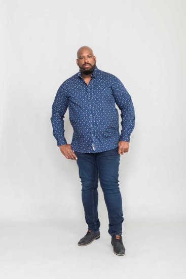 D555 Edmund AOP Shirt Navy - Πουκάμισα - Aνδρικά πουκαμισα μεγαλα μεγάλα μεγέθη