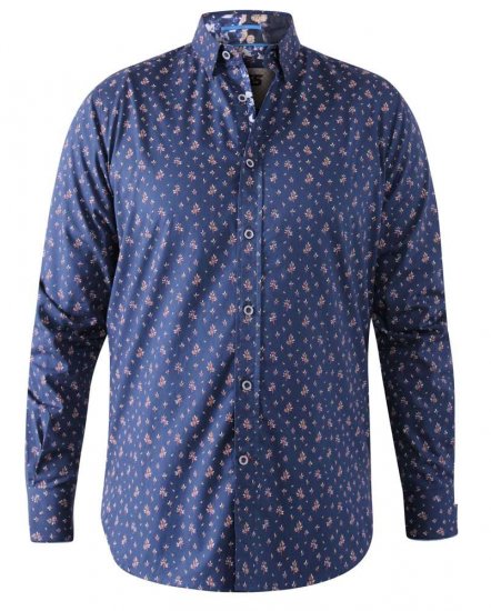 D555 Edmund AOP Shirt Navy - Πουκάμισα - Aνδρικά πουκαμισα μεγαλα μεγάλα μεγέθη