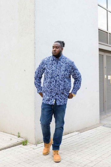 D555 Harrow AOP Shirt Blue - Πουκάμισα - Aνδρικά πουκαμισα μεγαλα μεγάλα μεγέθη