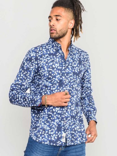 D555 Harrow AOP Shirt Blue - Πουκάμισα - Aνδρικά πουκαμισα μεγαλα μεγάλα μεγέθη