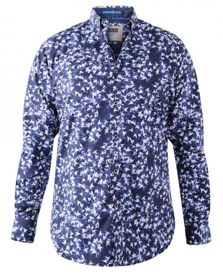 D555 Harrow AOP Shirt Blue - Πουκάμισα - Aνδρικά πουκαμισα μεγαλα μεγάλα μεγέθη