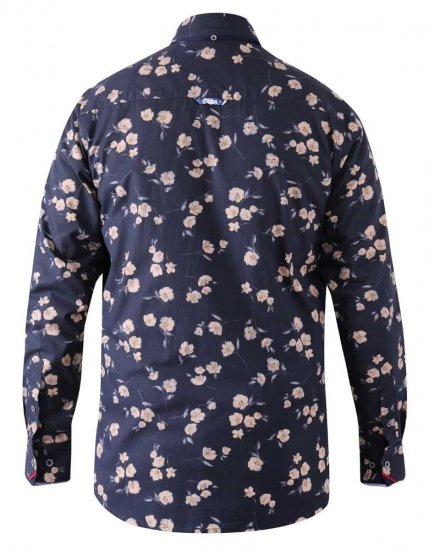 D555 Rooksey Floral Print Shirt Navy - Πουκάμισα - Aνδρικά πουκαμισα μεγαλα μεγάλα μεγέθη