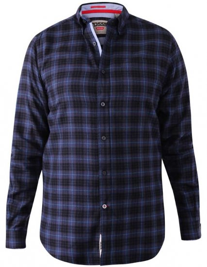 D555 Dovercourt Flannel Check Shirt Blue and Black - Πουκάμισα - Aνδρικά πουκαμισα μεγαλα μεγάλα μεγέθη