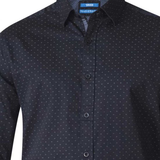 D555 Jahine Long Sleeve Printed Shirt Black - Πουκάμισα - Aνδρικά πουκαμισα μεγαλα μεγάλα μεγέθη