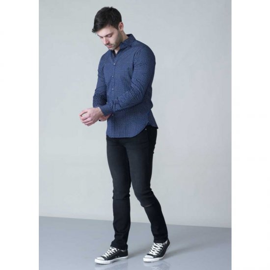 D555 Lavar Long Sleeve Diamond Printed Shirt - Πουκάμισα - Aνδρικά πουκαμισα μεγαλα μεγάλα μεγέθη