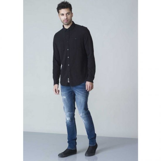 D555 Donnie Long Sleeve Jersey Shirt Black - Πουκάμισα - Aνδρικά πουκαμισα μεγαλα μεγάλα μεγέθη