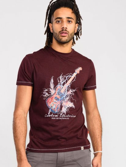 D555 Redbourn Lightning Bolt Guitar Printed T-Shirt - Μακό μπλουζάκια - Aνδρικά μπλουζεσ μεγάλα μεγέθη