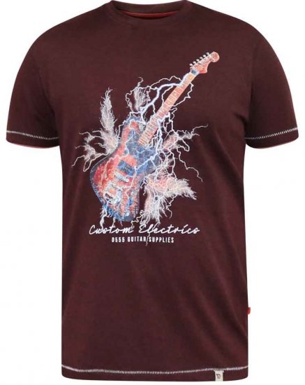 D555 Redbourn Lightning Bolt Guitar Printed T-Shirt - Μακό μπλουζάκια - Aνδρικά μπλουζεσ μεγάλα μεγέθη