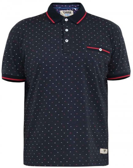 D555 Ashwell Ao Printed Polo Shirt Dark Navy - Πόλο μπλουζάκια - Aνδρικά μπλουζακια πολο μεγάλα μεγέθη