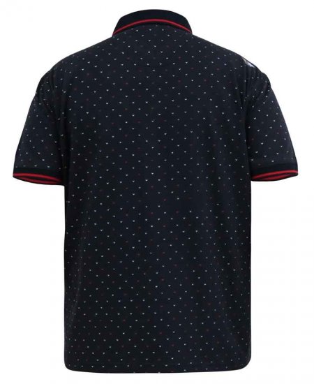 D555 Ashwell Ao Printed Polo Shirt Dark Navy - Πόλο μπλουζάκια - Aνδρικά μπλουζακια πολο μεγάλα μεγέθη