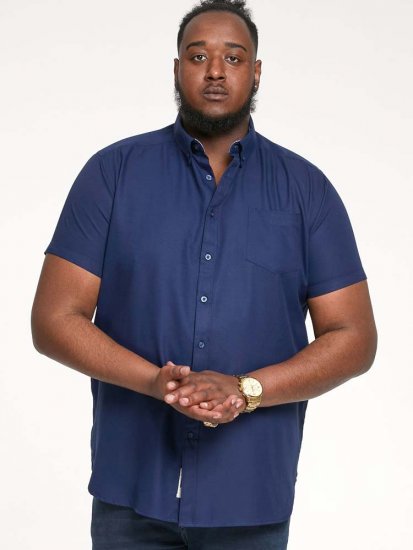 D555 James Short Sleeve Oxford Shirt Navy - Πουκάμισα - Aνδρικά πουκαμισα μεγαλα μεγάλα μεγέθη