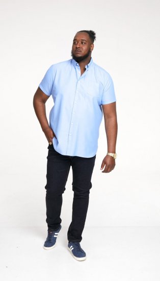 D555 James Short Sleeve Oxford Shirt Sky Blue - Πουκάμισα - Aνδρικά πουκαμισα μεγαλα μεγάλα μεγέθη