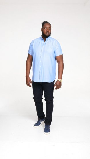 D555 James Short Sleeve Oxford Shirt Sky Blue - Πουκάμισα - Aνδρικά πουκαμισα μεγαλα μεγάλα μεγέθη
