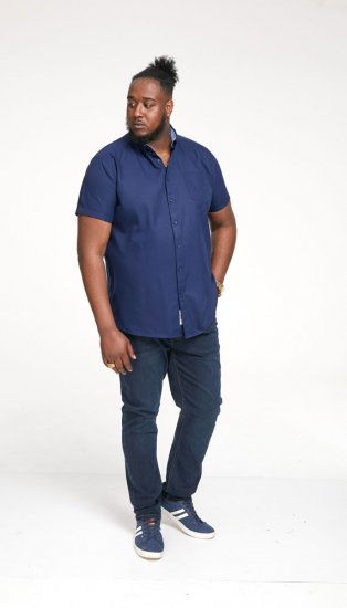D555 James Short Sleeve Oxford Shirt Navy - Πουκάμισα - Aνδρικά πουκαμισα μεγαλα μεγάλα μεγέθη