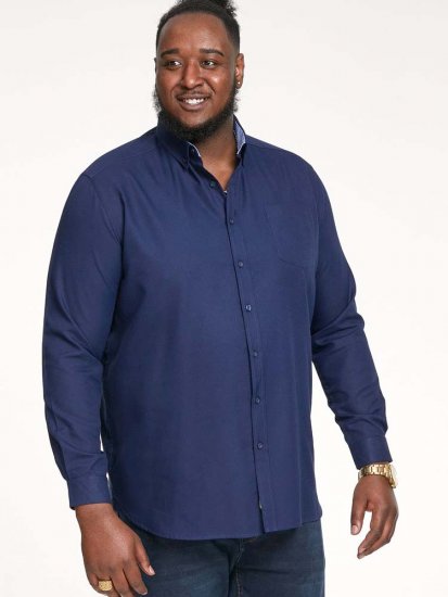 D555 Richard Long Sleeve Oxford Shirt Navy - Πουκάμισα - Aνδρικά πουκαμισα μεγαλα μεγάλα μεγέθη