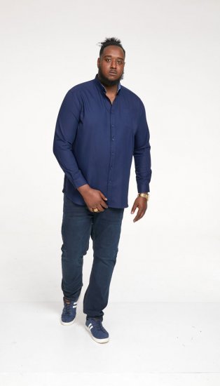 D555 Richard Long Sleeve Oxford Shirt Navy - Πουκάμισα - Aνδρικά πουκαμισα μεγαλα μεγάλα μεγέθη
